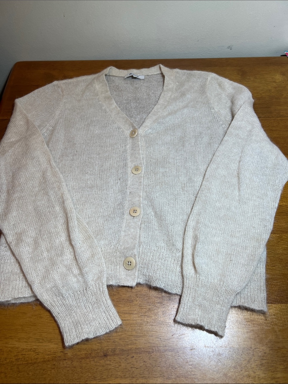 Madewell Alpaca-Blend V-Neck Cardigan Sweater in Cream Size LARGE